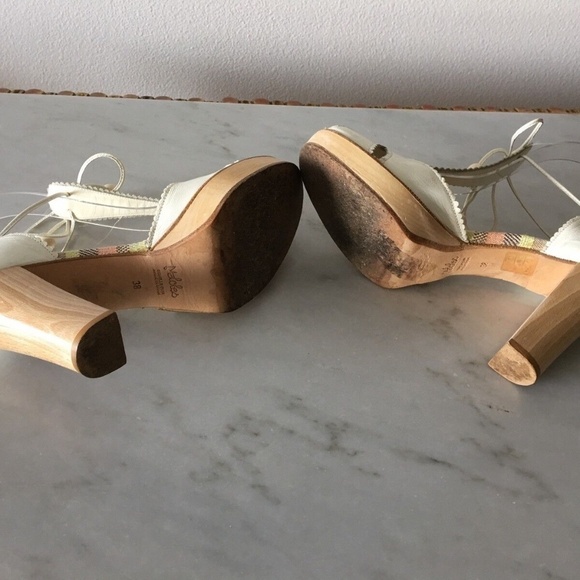 MALOLES LEATHER SANDALS PLATFORM WHITE SZ 38 - Picture 5 of 6